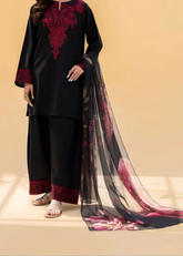 Grace Z-(S1285) - Stitched Embroidered 3pc Lawn Dress With Printed Munar Dupatta